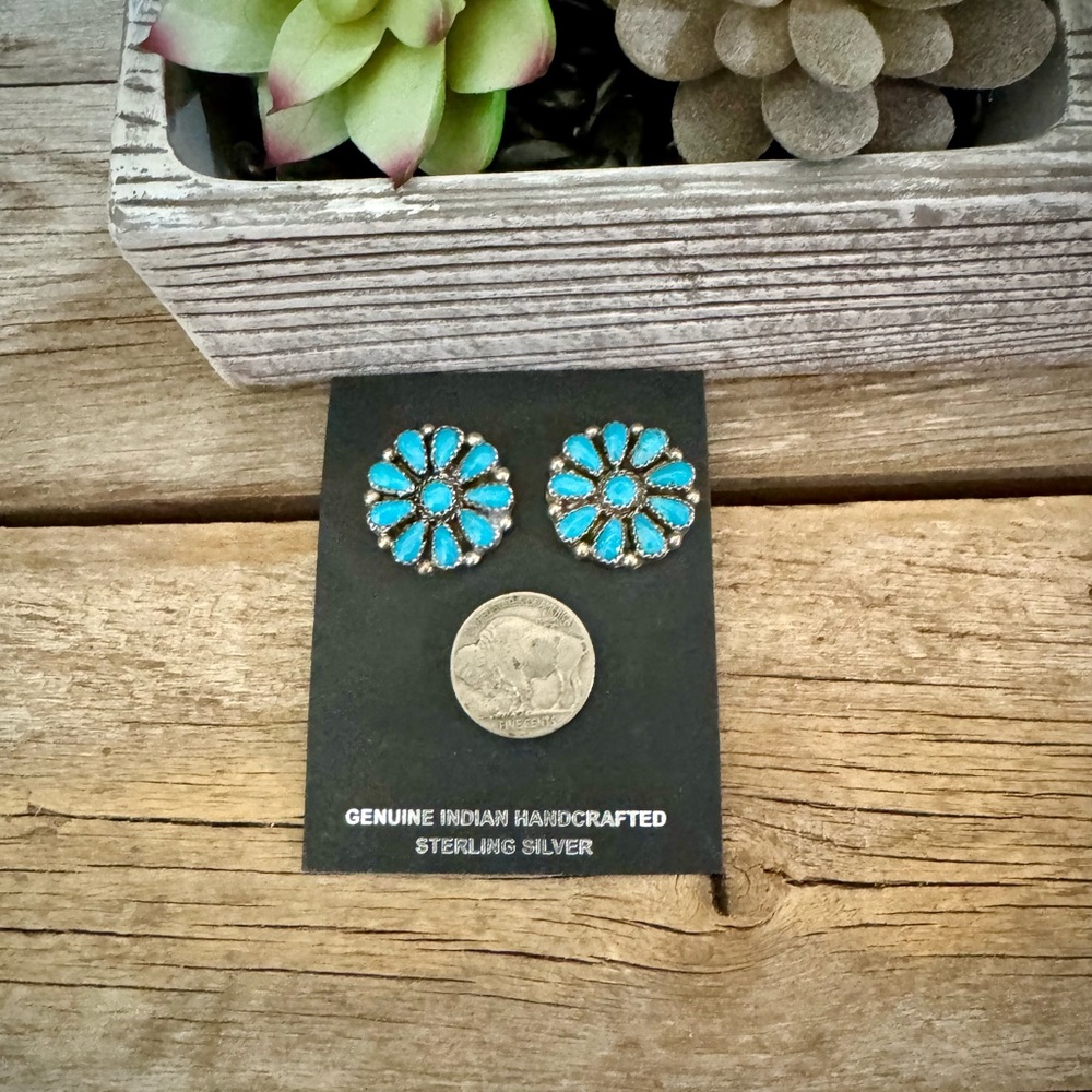 Kingman turquoise cluster studs